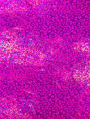 Leopard oil spill metallic print on a stretch nylon spandex tricot/milliskin -sold by the yard.