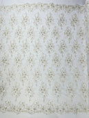 GORGEUS BEADED LACE ON MESH FABRIC (By The Yard)