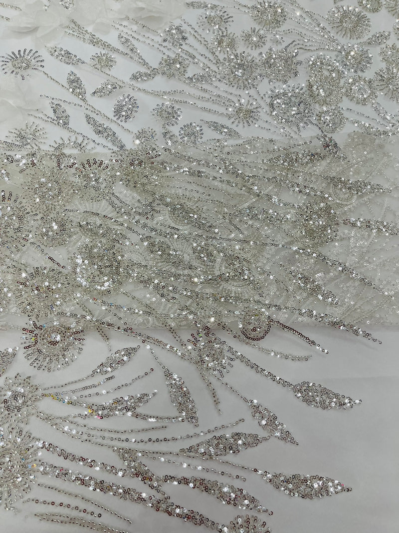 Luxury 3D Floral/Butterfly Beaded lace, by The Yard.