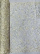 Vine Floral Beaded Lace/Sequin Embroider Lace Fabric - Sold By the Yard.