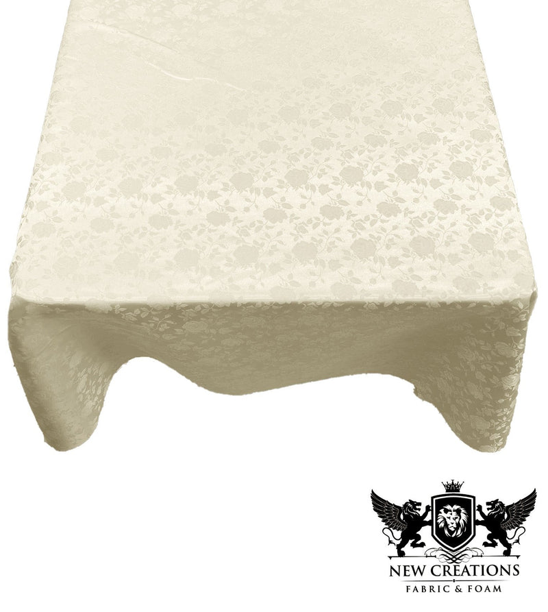 Square Tablecloth Roses Jacquard Satin Overlay for Small Coffee Table Seamless. (58" Inches x 58" Inches)