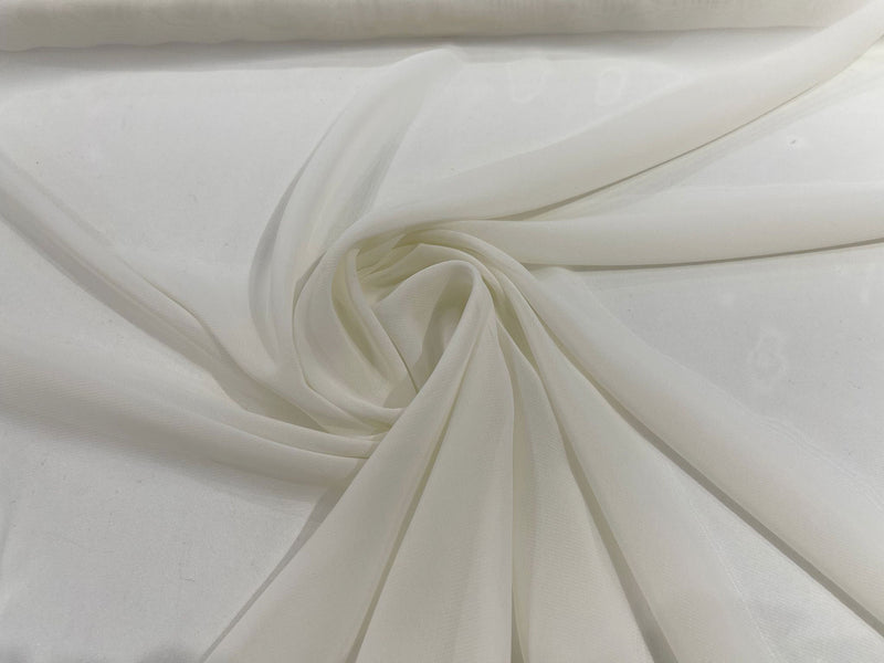 Ivory 58" Wide 100% Polyester Soft Light Weight, See Through Chiffon Fabric ByTheYard.