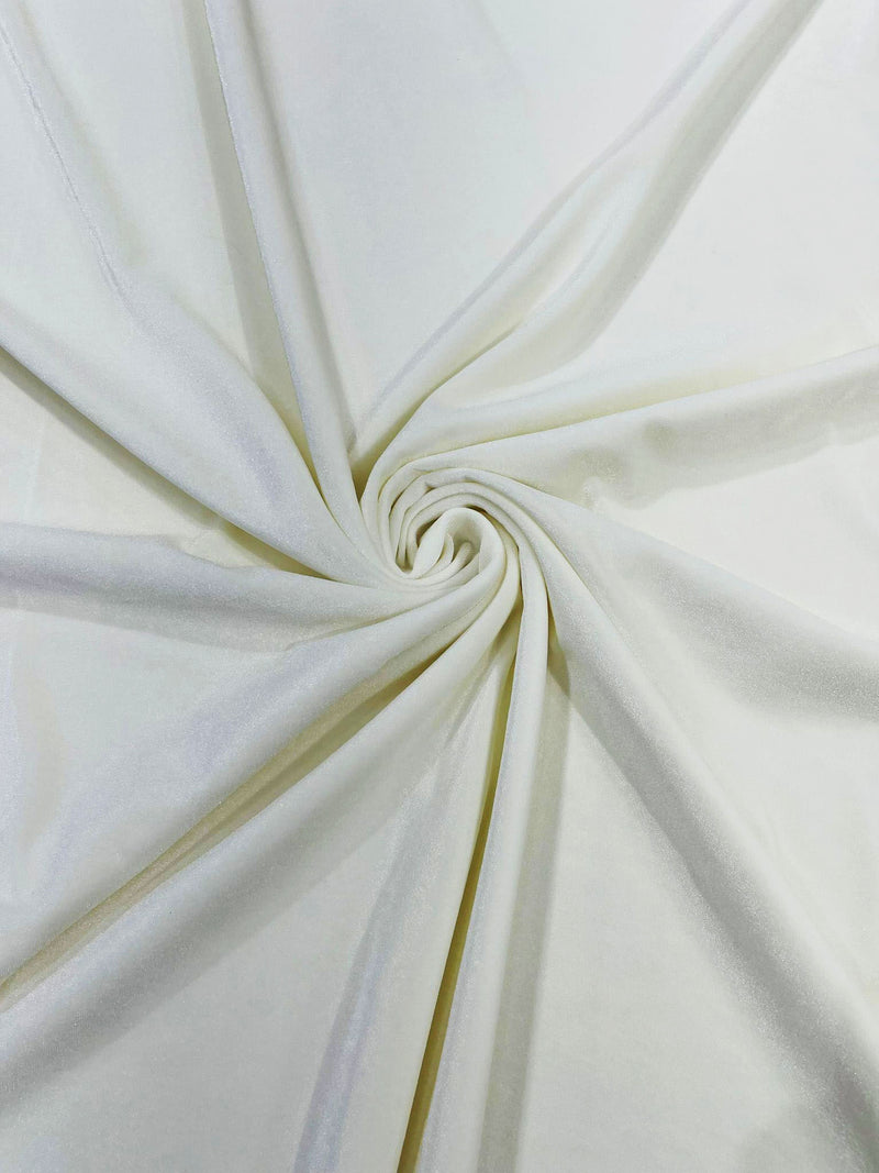 Ivory Solid Stretch Velvet Fabric  58/59" Wide 90% Polyester/10% Spandex By The Yard.