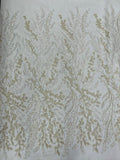 Floral Beaded Lace Fabric /Wedding/Prom/Sequin lace Sold By The Yard.