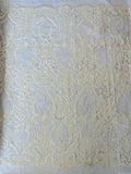 Floral damask embroider and heavy beaded on a mesh lace fabric/wedding/Costplay
