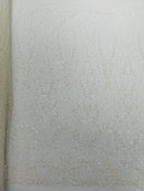 Modern Luxury Beaded Fabric Embroidered on a Mesh Lace, Sold by The Yard.
