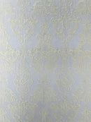 Embroidery Damask Design With Sequins On A Mesh Lace Fabric/Prom/Wedding.