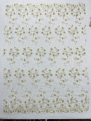 Multi Color 3D Floral Design Embroider with Pearls in a Mesh Lace Fabric -Sold by the yard.