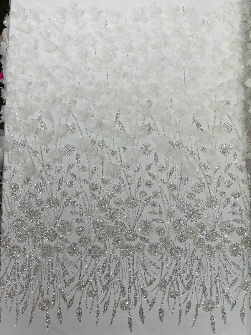 Luxury 3D Floral/Butterfly Beaded lace, by The Yard.