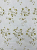 Multi Color 3D Floral Design Embroider with Pearls in a Mesh Lace Fabric -Sold by the yard.