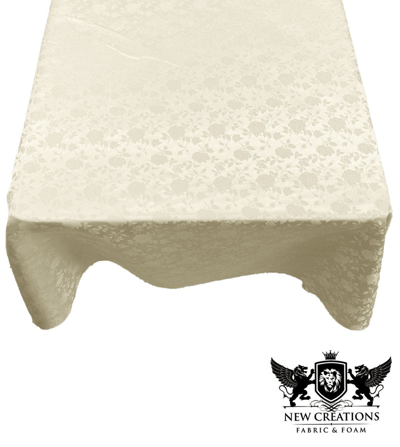 Square Tablecloth Roses Jacquard Satin Overlay for Small Coffee Table Seamless. (45" Inches x 45" Inches)