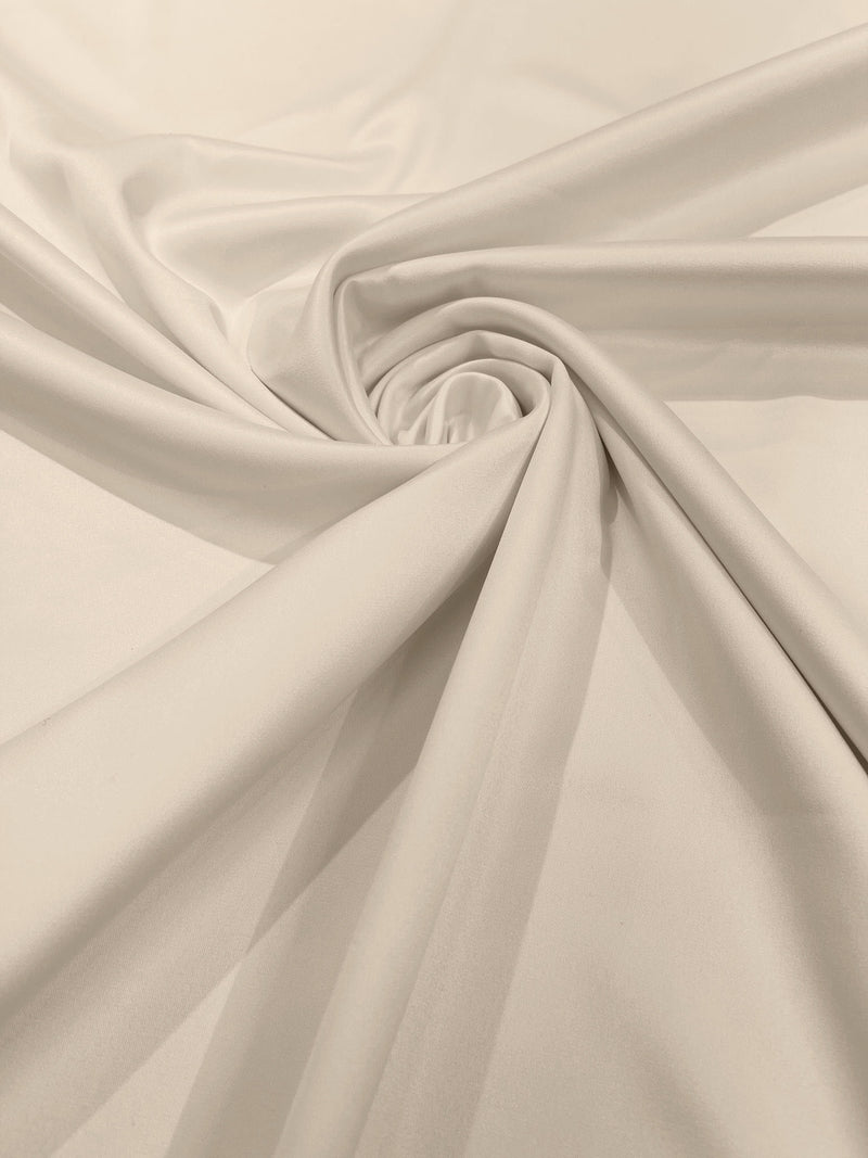 Ivory Solid Matte Stretch L'Amour Satin Fabric 95% Polyester 5% Spandex/58" Wide/ By The Yard