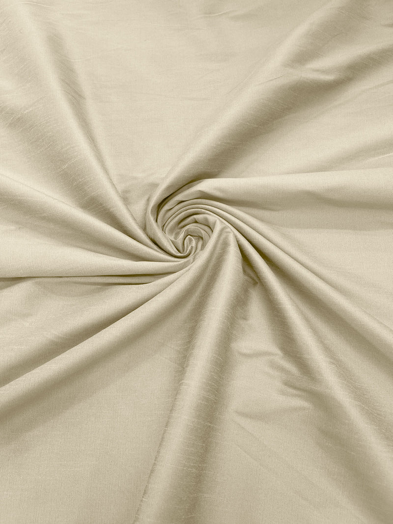 Ivory - Polyester Dupioni Faux Silk Fabric/ 55” Wide/Wedding Fabric/Home Decor.