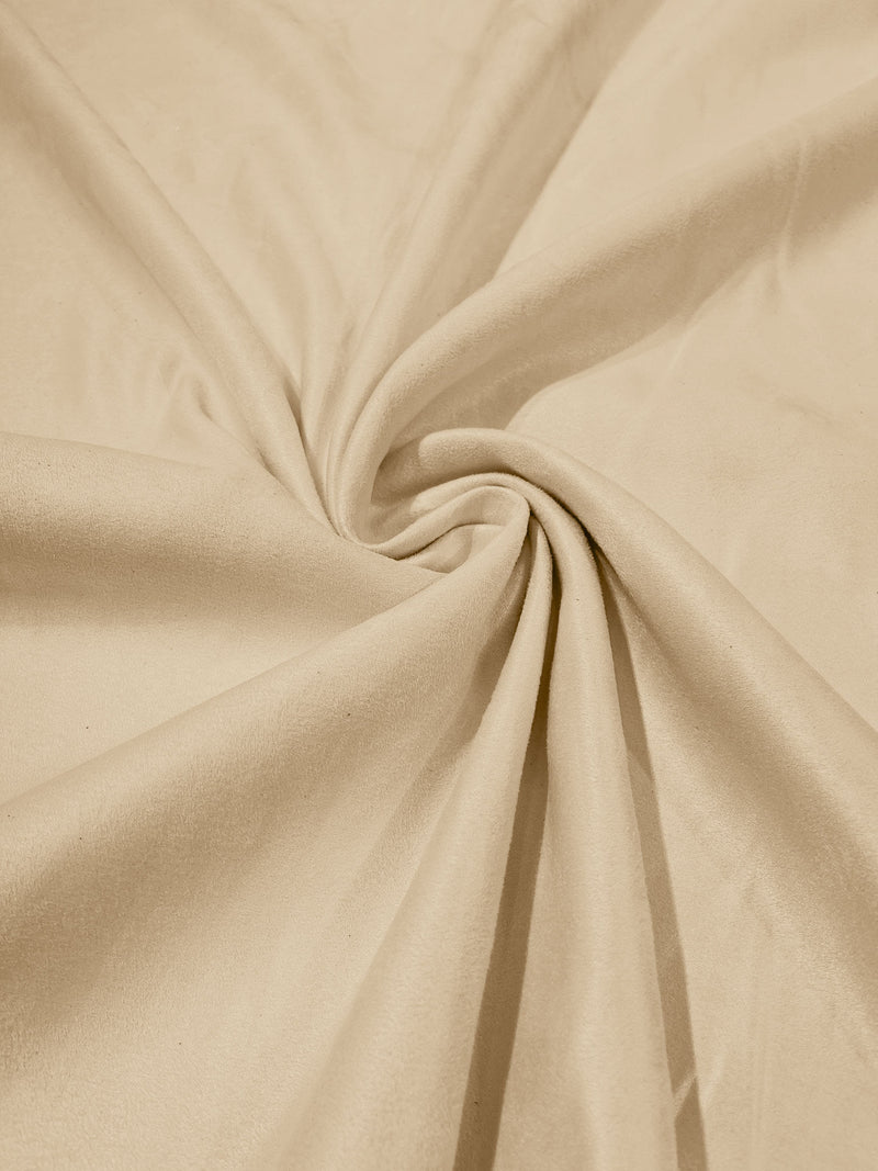 Ivory Faux Suede Polyester Fabric | Microsuede | 58" Wide.