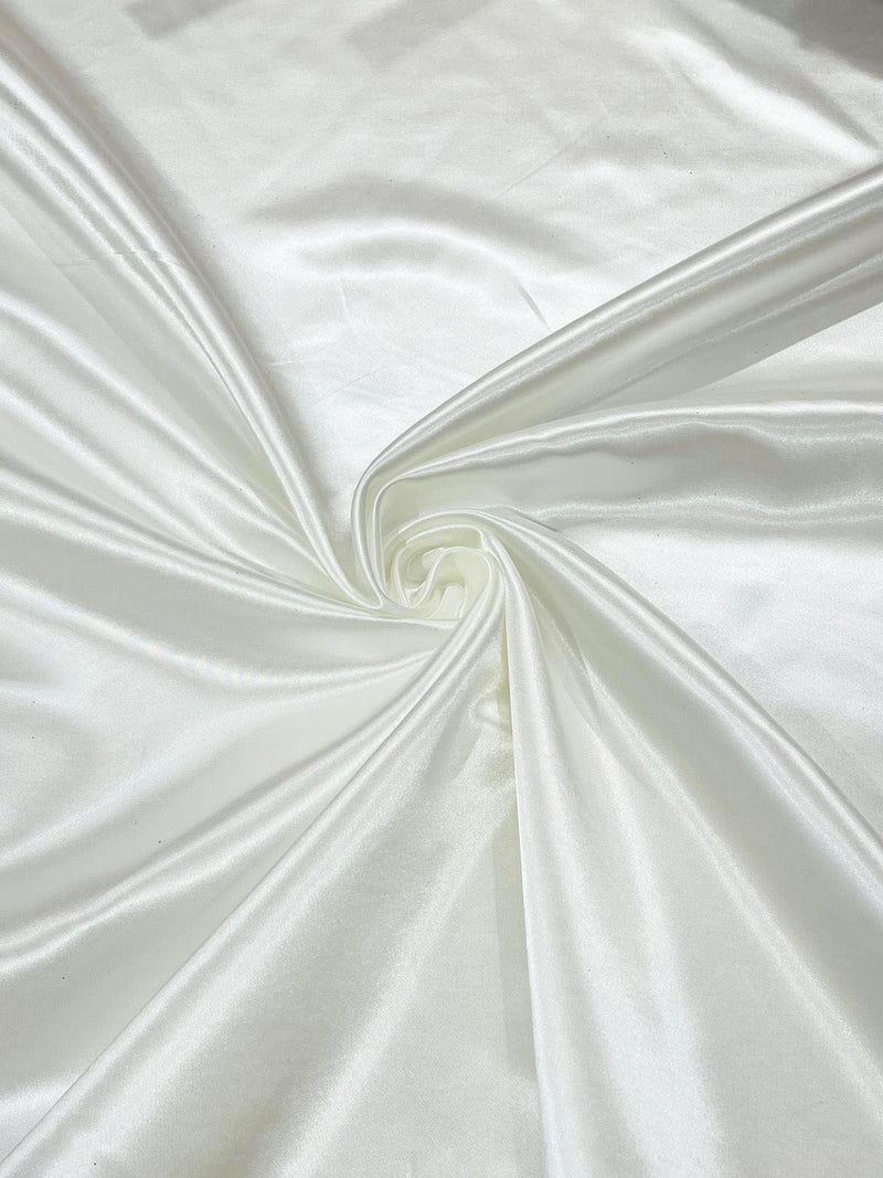 Ivory - Heavy Shiny Bridal Satin Fabric for Wedding Dress, 60"inches Wide SoldByTheYard.