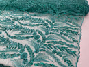 Feather and Vine Beaded Lace Fabric, by The Yard