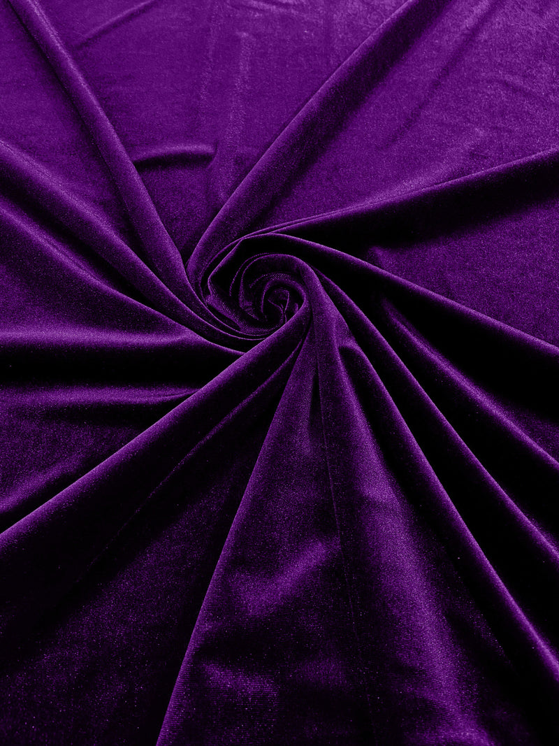 Jewel Purple Solid Stretch Velvet Fabric  58/59" Wide 90% Polyester/10% Spandex By The Yard.