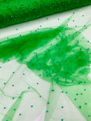 Pearl Glitter Studded Mesh, 2-Way Stretch Shimmer Mesh Fabric, Sold by the yard.