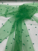 Pearl Glitter Studded Mesh, 2-Way Stretch Shimmer Mesh Fabric, Sold by the yard.