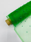 Pearl Glitter Studded Mesh, 2-Way Stretch Shimmer Mesh Fabric, Sold by the yard.