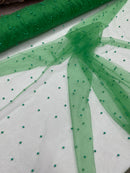 Pearl Glitter Studded Mesh, 2-Way Stretch Shimmer Mesh Fabric, Sold by the yard.