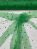 Pearl Glitter Studded Mesh, 2-Way Stretch Shimmer Mesh Fabric, Sold by the yard.