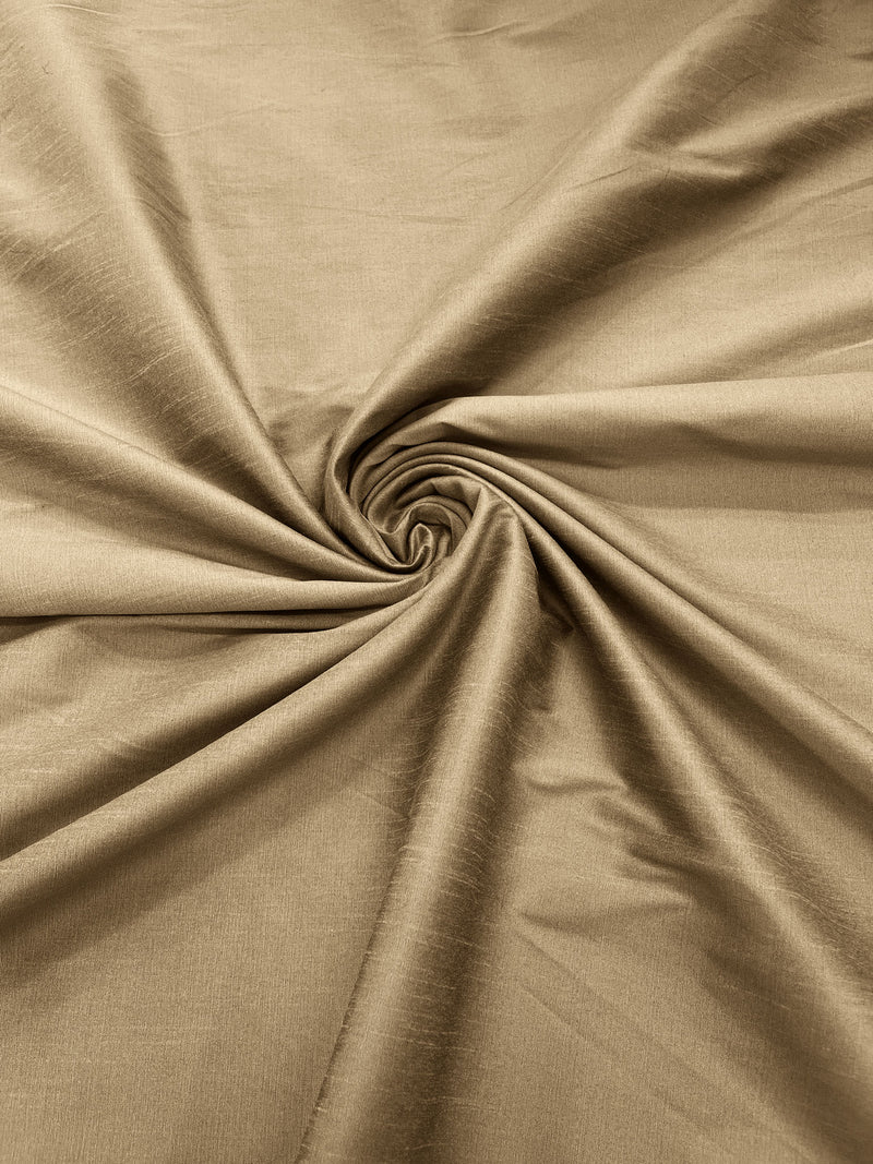 Khaki - Polyester Dupioni Faux Silk Fabric/ 55” Wide/Wedding Fabric/Home Decor.