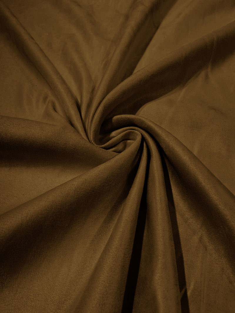 L Brown Faux Suede Polyester Fabric | Microsuede | 58" Wide | Upholstery Weight, Tablecloth, Bags, Pouches, Cosplay, Costume|