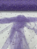 Pearl Glitter Studded Mesh, 2-Way Stretch Shimmer Mesh Fabric, Sold by the yard.