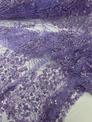 Royalty Damask Beaded Lace Luxury on Mesh, by The Yard.