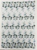Multi Color 3D Floral Design Embroider with Pearls in a Mesh Lace Fabric -Sold by the yard.