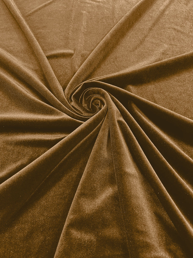 Light Gold Solid Stretch Velvet Fabric  58/59" Wide 90% Polyester/10% Spandex By The Yard.