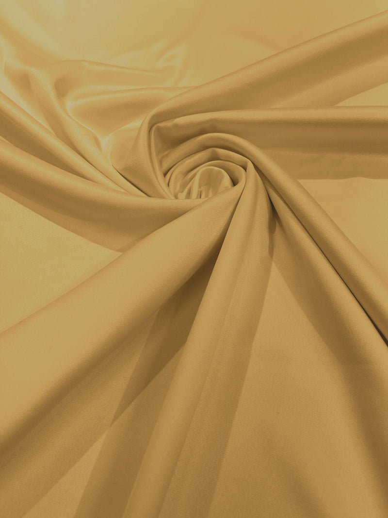 Light Gold Solid Matte Stretch L'Amour Satin Fabric 95% Polyester 5% Spandex/58" Wide/ By The Yard