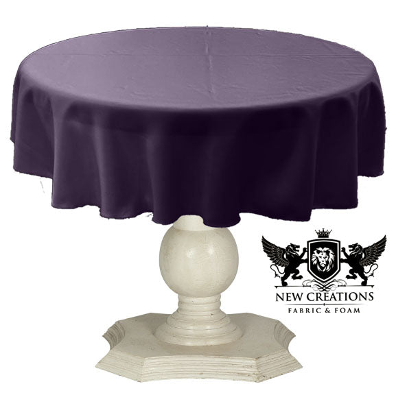 Tablecloth Solid Dull Bridal Satin Overlay for Small Coffee Table Seamless. Light Plum