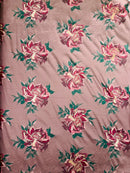 Multi Floral Color Jacquard Satin, Sold by The Yard.