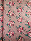 Multi Floral Color Jacquard Satin, Sold by The Yard.