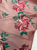 Multi Floral Color Jacquard Satin, Sold by The Yard.