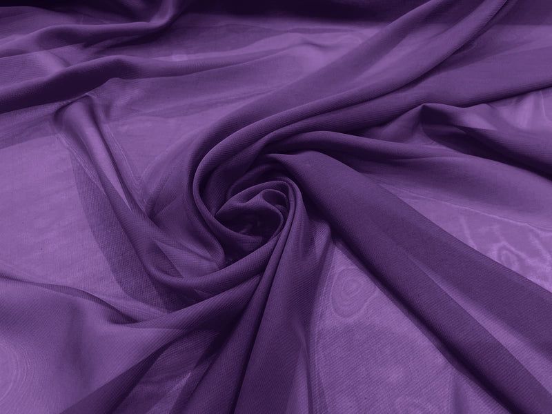 Light Purple 58" Wide 100% Polyester Soft Light Weight, See Through Chiffon Fabric ByTheYard.