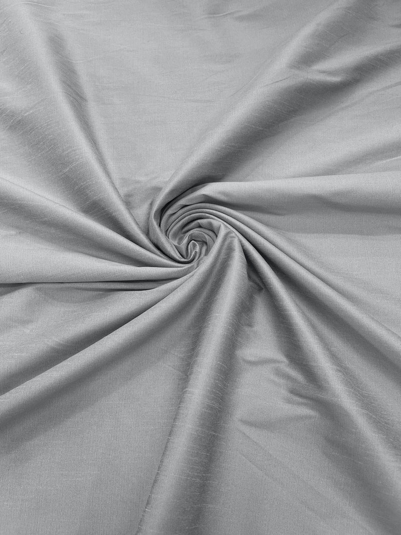 Light Silver - Polyester Dupioni Faux Silk Fabric/ 55” Wide/Wedding Fabric/Home Decor.