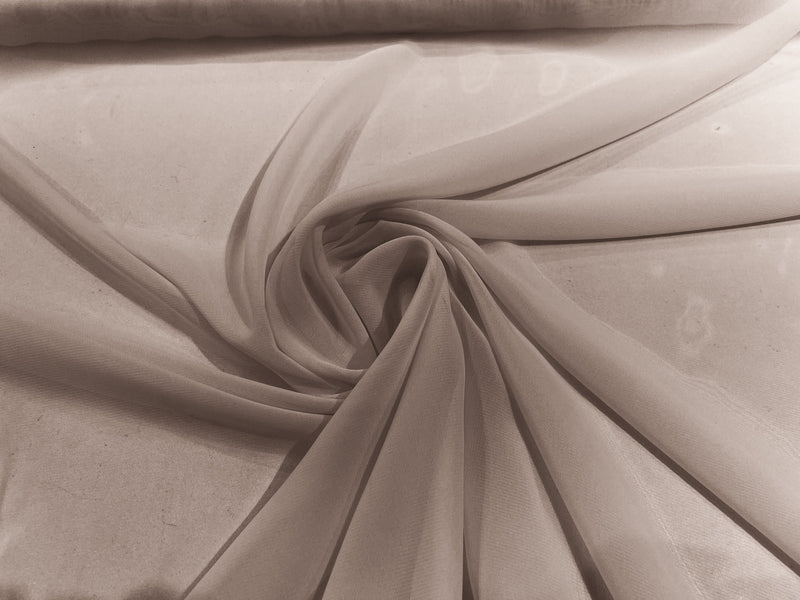 Light Taupe 58" Wide 100% Polyester Soft Light Weight, See Through Chiffon Fabric ByTheYard.