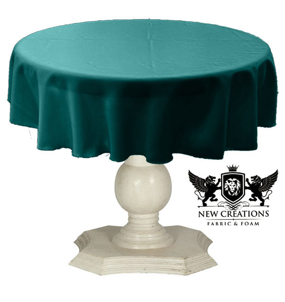Tablecloth Solid Dull Bridal Satin Overlay for Small Coffee Table Seamless. Light Teal