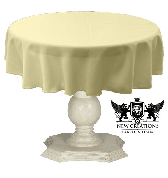 Tablecloth Solid Dull Bridal Satin Overlay for Small Coffee Table Seamless. Light Yellow