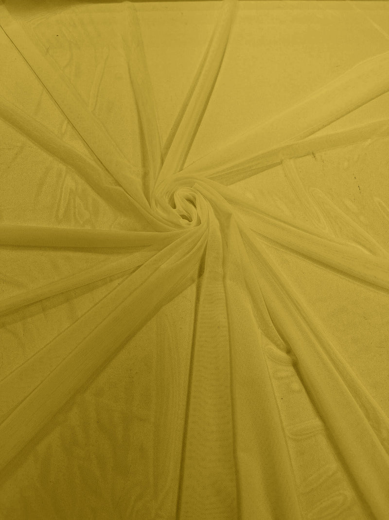 Light Yellow 60" Wide Solid Stretch Power Mesh Fabric Spandex/ Sheer See-Though/Sold By The Yard.