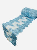 14"Wide X 90"Long Sequins Metallic Embroidered Lace on Mesh Fabric, Trim Lace, Table Runner.