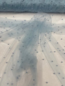 Pearl Glitter Studded Mesh, 2-Way Stretch Shimmer Mesh Fabric, Sold by the yard.