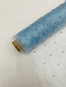 Pearl Glitter Studded Mesh, 2-Way Stretch Shimmer Mesh Fabric, Sold by the yard.