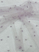 Pearl Glitter Studded Mesh, 2-Way Stretch Shimmer Mesh Fabric, Sold by the yard.