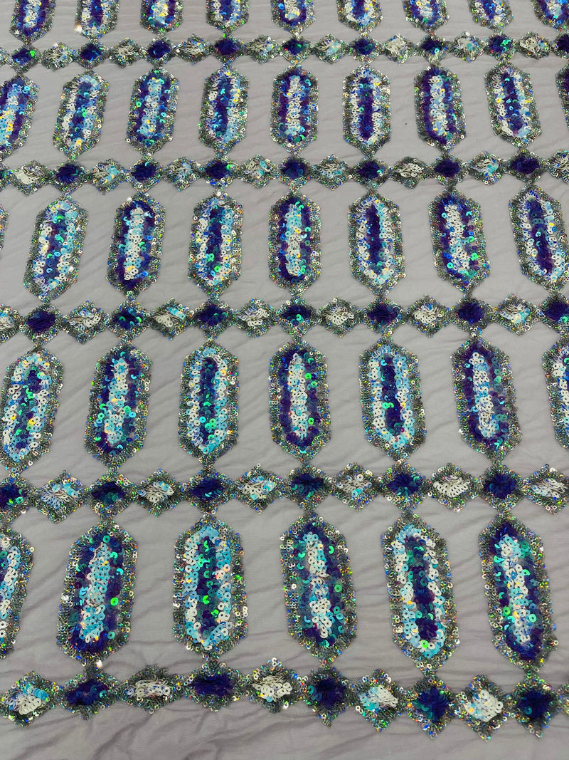 Jewel sequin design 4 way stretch mesh fabric.