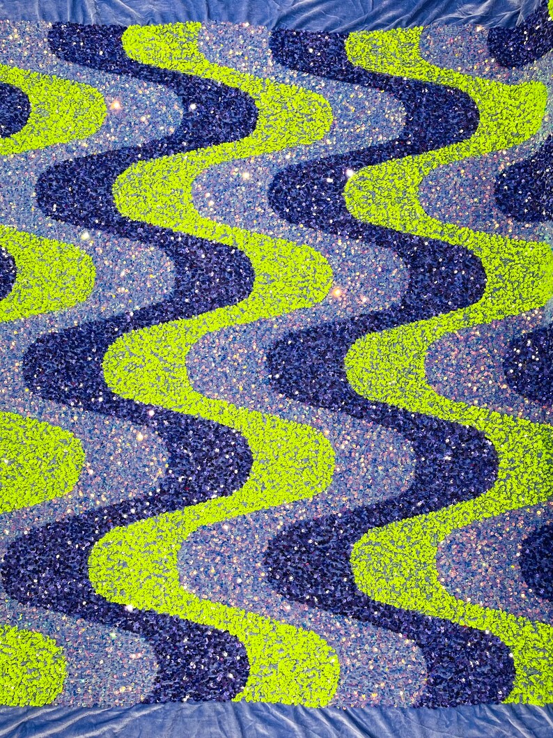 Wave Sequin Design On A Stretch Velvet Fabric/Costumes/Cosplays/Prom.