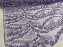 Feather and Vine Beaded Lace Fabric, by The Yard